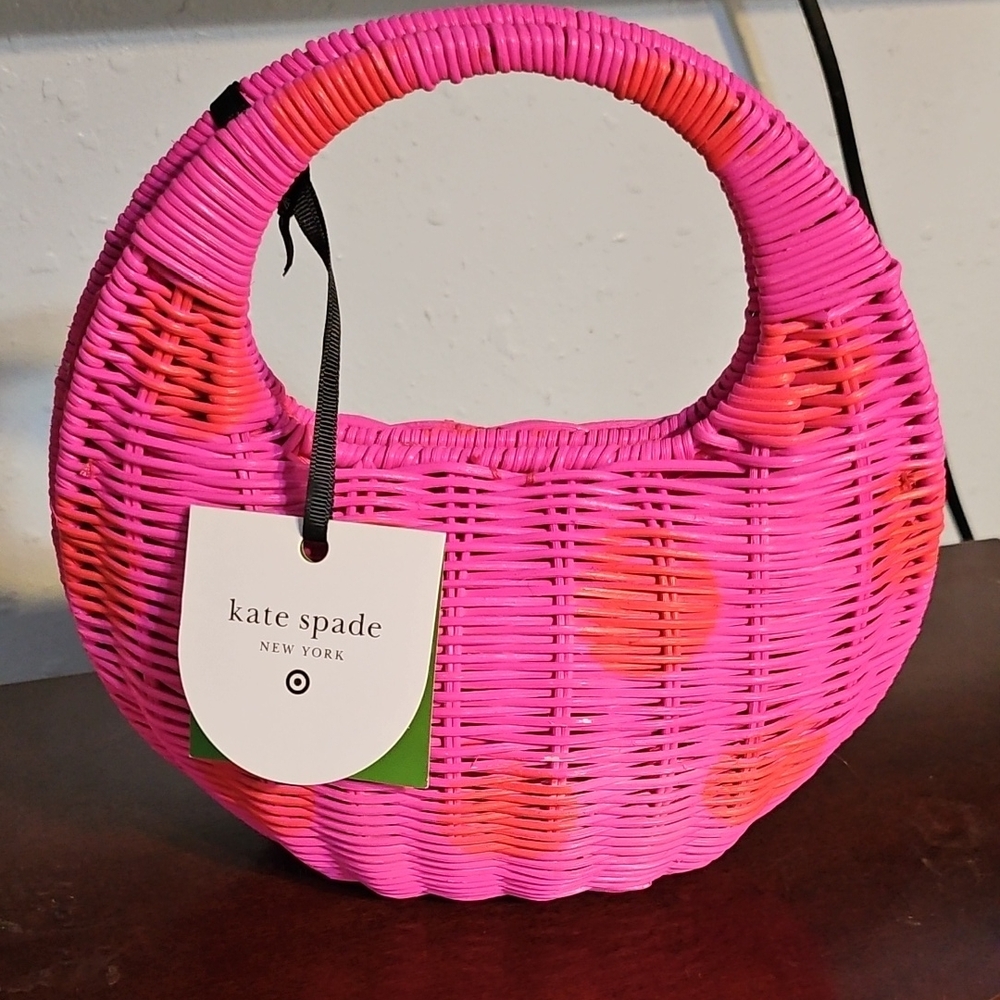 Kate Spade Vibrant Pink and Orange Basket Bag